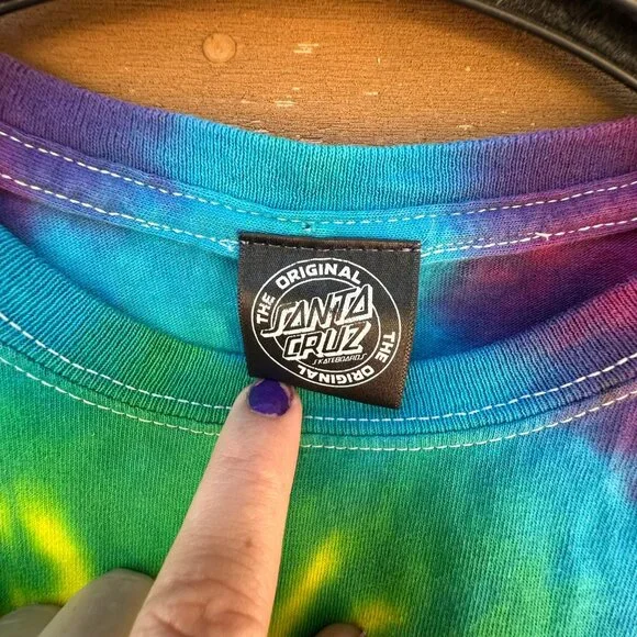 Santa Cruz Kids Tie-Dye T-Shirt Medium 10-12 100% Cotton Short Sleeve Colorful D - Picture 2 of 13